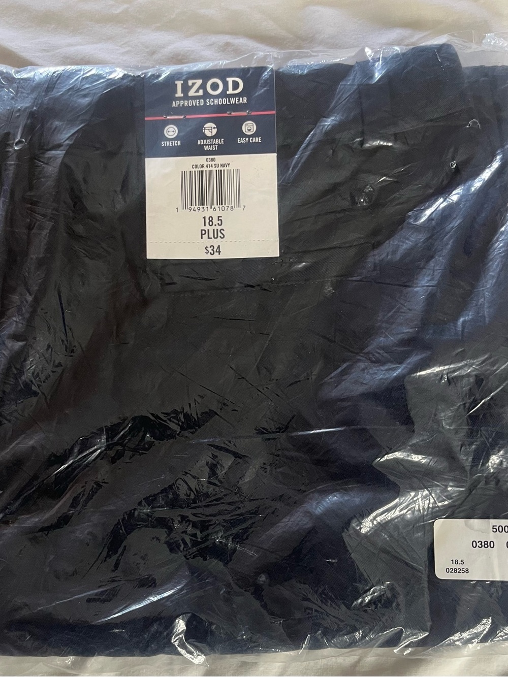 Girls Plus Size 18.5 Izod Navy Blue APPRVD School Wear Uniform Pants Stretch